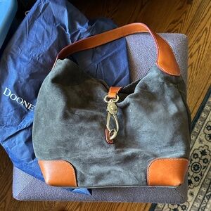 Dooney & Bourke Sued Gray and Tan Women's Purse with small wallet